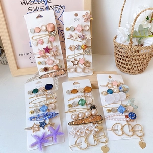 Chic candy-colored hairpin set with pearls and star shapes on elegant display cards