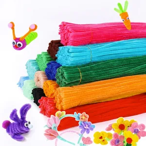 Colorful macaron DIY pipe cleaners bundle with creative handmade animal and flower crafts