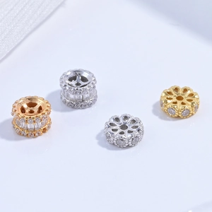 925 Sterling Silver Spacer Beads Petal Gear Shape Cubic Zirconia Inlaid For DIY Bracelet Necklace Making Fashion Jewelry Finding