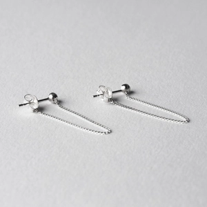Minimalist Bead Chain Tassel Stud Earrings With 925 Sterling Silver Earring Post Elegant Jewelry