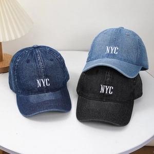 Washed Denim Baseball Cap Retro NYC Embroidery Adjustable Cotton Casual Sun Hat For Men Women Streetwear Style