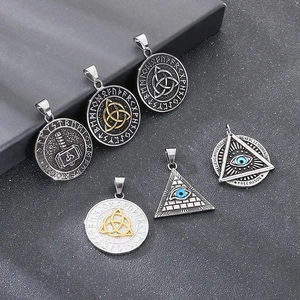 Men Pendant Necklace Stainless Steel Viking Runes Eye Of Providence Celtic Knot Nordic Punk Vintage Jewelry For Male