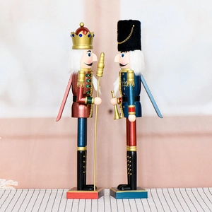 Set of two 55cm pearlescent wooden nutcrackers for Christmas home decor display