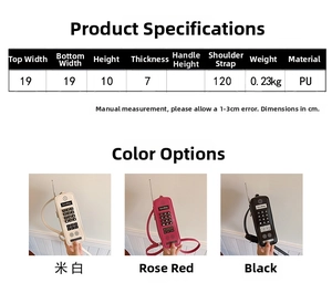 Size chart showing dimensions for the creative 3D crossbody bag made of PU leather