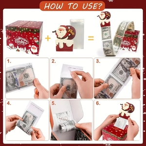 DIY Red Christmas Money Pull Box Set with Tutorial Steps for Holiday Party Gift Giving