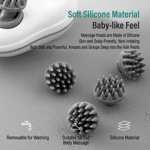 Electric head massager with gray silicone nodes for scalp massage and body kneading