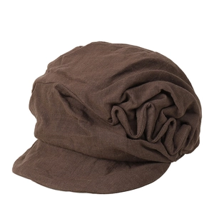 Deep brown pleated linen newsboy cap with vintage wrinkled design for a retro aesthetic