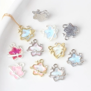 Star Planet Alloy Charms Rhinestone Colorful Resin Pendants For DIY Jewelry Making Necklace Bracelet Accessory