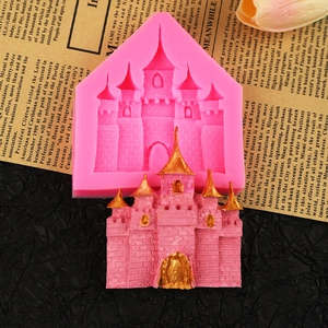 Pink silicone fairy tale castle mold for fondant cake and chocolate DIY crafts
