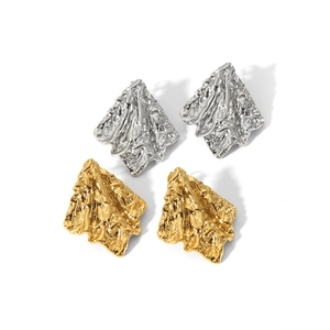 Minimalist irregular crinkled metal stud earrings in 18k gold and silver plating