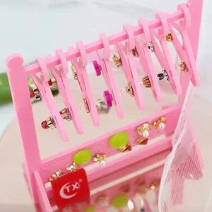 Pink mini hanger style acrylic earring display stand for jewelry storage and organizer