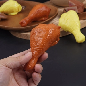 Realistic 1:1 scale PVC chicken drumstick model with skin texture for home decor