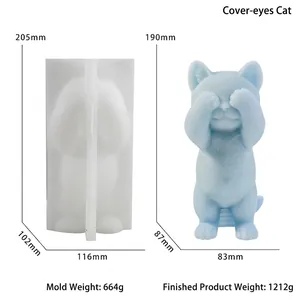 Macro de moule en silicone pour bougie chat avec dimensions et spécifications
