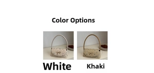 Détails de sacs à bandoulière tissés avec broderie florale et boucle nœud doré