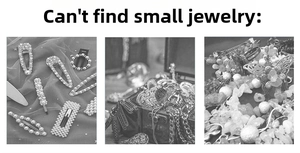 Cluttered collection of hairpins and jewelry highlighting storage organization needs