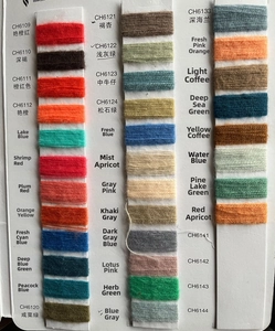 Detail view of 36 colors yarn sample card showing soft textures for knitted gloves