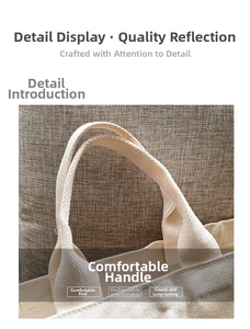 Close-up of durable woven handles on canvas lunch bag showing premium fabric texture