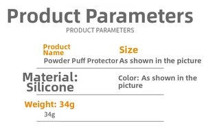Detailed specification sheet for silicone makeup sponge case with size and weight info