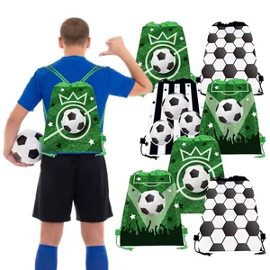 Soccer drawstring backpacks with multiple athletic prints and durable non-woven design