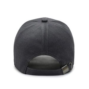 Dark gray casual baseball cap for men featuring adjustable metal buckle and back view