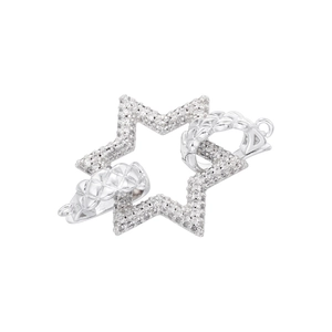Detailed view of hexagram jewelry connector with tiny crystals and twisted rope texture