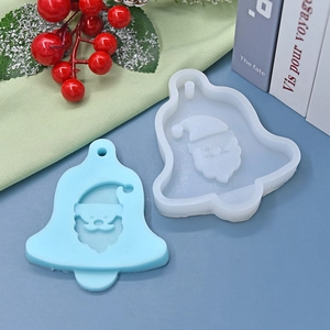 Christmas bell silicone mold with Santa relief for DIY cake and soap making