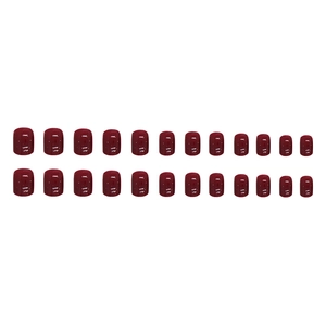 Classic burgundy glitter short square press-on nails set with 24 pieces for women
