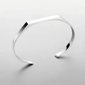 Minimalist Stainless Steel Hexagonal Bangle 18K Gold Plated Geometric Open Bracelet For Women Fashion Jewelry Gift