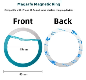 Detailed view of Magsafe magnet ring showing 3M adhesive back and protective blue film