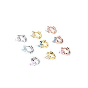Mini butterfly hoop earrings in silver gold and rose gold with colorful zircon stones