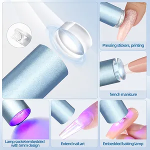 Portable handheld LED nail lamp with silicone stamper for curing stickers and French tips