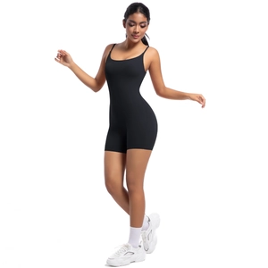 Close-up of black strapless bodysuit with thin straps for yoga and fitness training