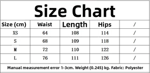 Size chart detail for bomber jacket and pleated pants set with measurements in cm