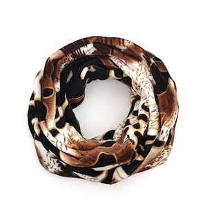 Winter leopard print neck warmer with plush double-layer lining for men and women
