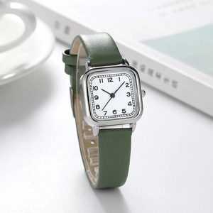 Women Quartz Watch Square Alloy Case PU Leather Strap Minimalist Retro Analog Wristwatch Casual Stylish