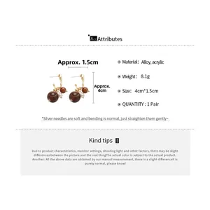Detailed size chart of geometric acrylic drop earrings with dimensions and weight specs