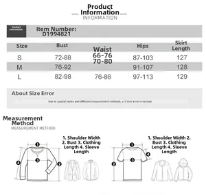 Tableau des tailles détaillé pour robe longue sexy dos nu avec mesures pour S, M et L