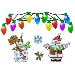Christmas magnetic stickers set with Santa Claus, snowman, bulbs, and holiday greetings