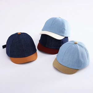 Cappellini da baseball per neonati in denim con visiera morbida in quattro colori vivaci