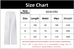 Detailed sizing chart for women's jacquard casual pants with length and waist dimensions