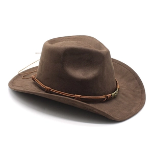 Classic dark brown suede western cowboy hat with a braided band and star metal buckle