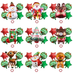 Christmas party balloon bouquet with Santa snowman reindeer and gingerbread man shapes