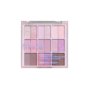 DIKALU 18-color eyeshadow palette featuring matte and shimmer pink-purple tones