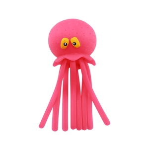 Pink silicone octopus water toy for kids bath and pool fun, minimalist white background