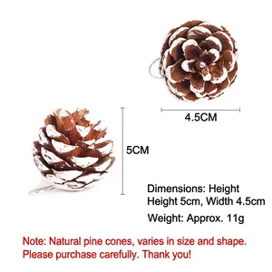 Natural pine cone Christmas tree ornaments with white snow effect 5cm x 4.5cm size
