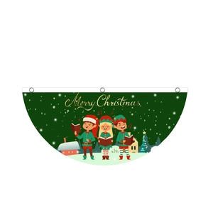 Christmas snowman fan flag decoration in green with metal grommets for holiday parties