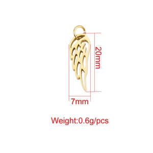 Pendentif aile évidée doré en acier inoxydable pour création de bijoux DIY