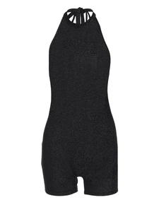 Combishort sexy noir pailleté pour femme avec dos nu et coupe moulante élégante