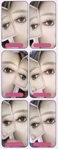 Detail view of six self-adhesive eyelash styles including sunflower and cat fairy designs