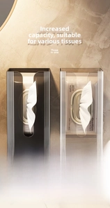 Wall-mounted tissue box details showing dimensions of 12cm height and 9.5cm width